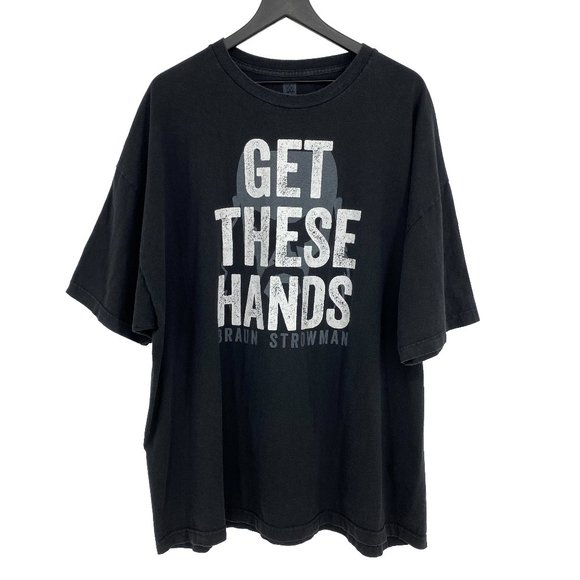 WWE Authentic Braun Strowman GET THESE HANDS Graphic Black T-Shirt Size 3XL - Picture 1 of 15